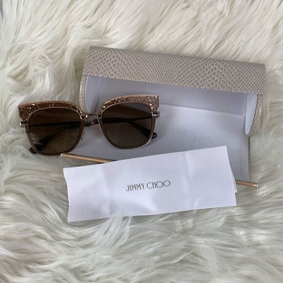 Jimmy Choo Rosy 51mm Cat Eye Glitter Rimmed Sunglasses, NWT - Picture 4 of 7
